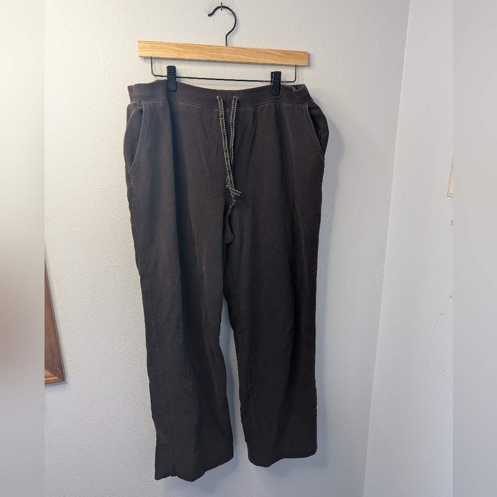 Lands’ End Brown Fleece Lined Drawstring Lounge Pants Size L 14/16